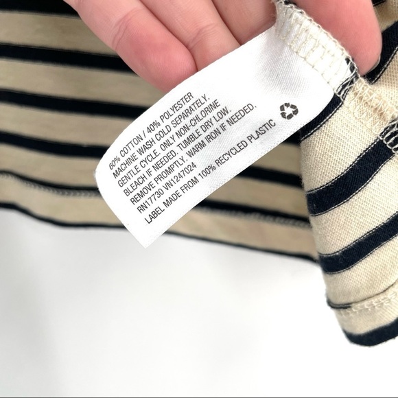 Nili Lotan Striped Long Sleeve Boat Neck Top Embroidered Monogram - Picture 6 of 7